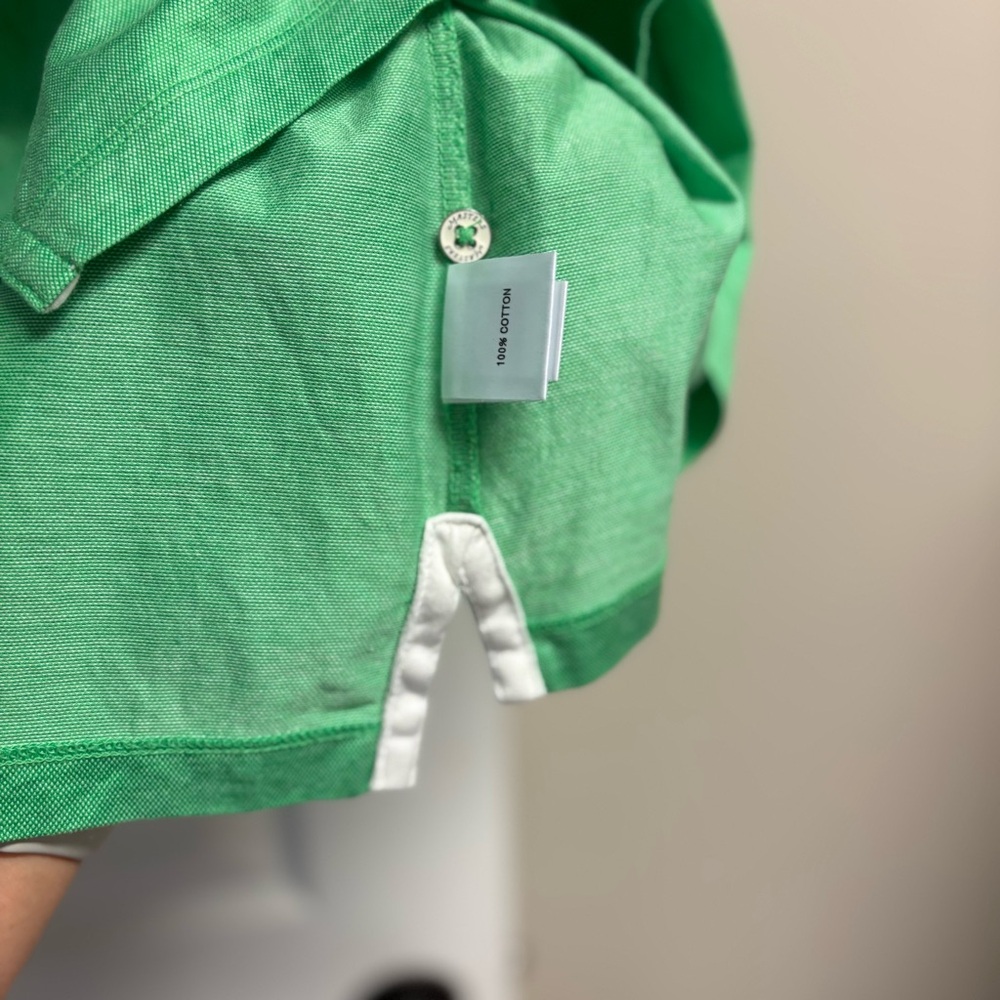 Peter Millar Green MASTERS Polo with White Trim Classic! Ladies Size Medium - Picture 4 of 9